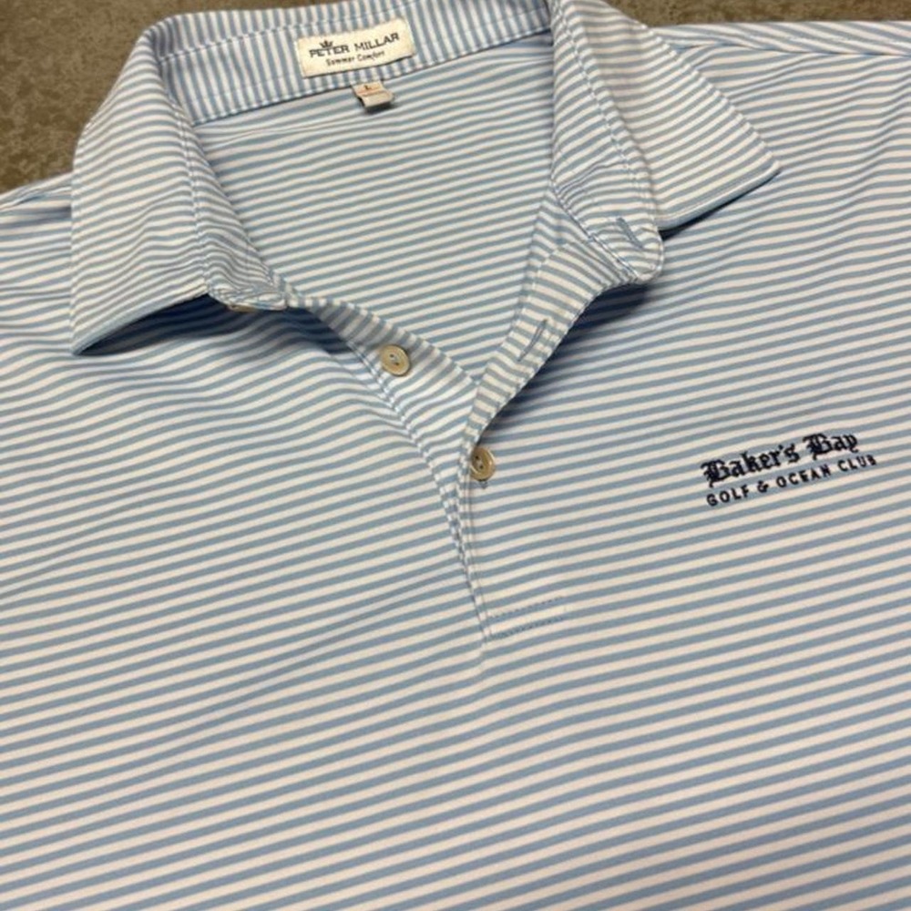 Peter Millar Summer Comfort Men's Performance Golf Polo Bakers Bay Course Sz L